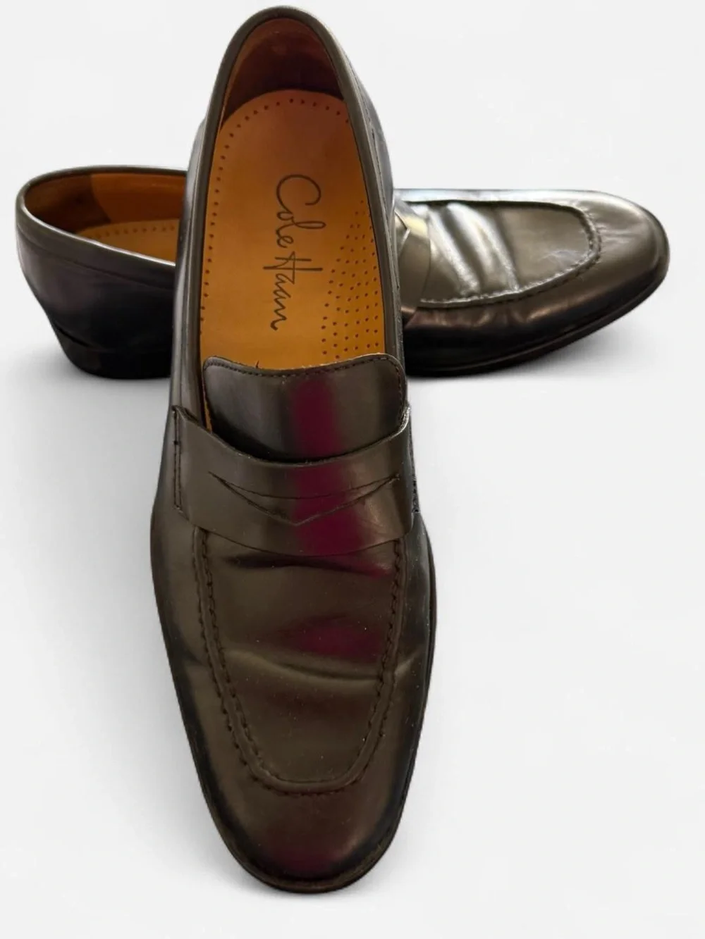 Cole Haan Men’s Burgundy Leather Penny Loafers
